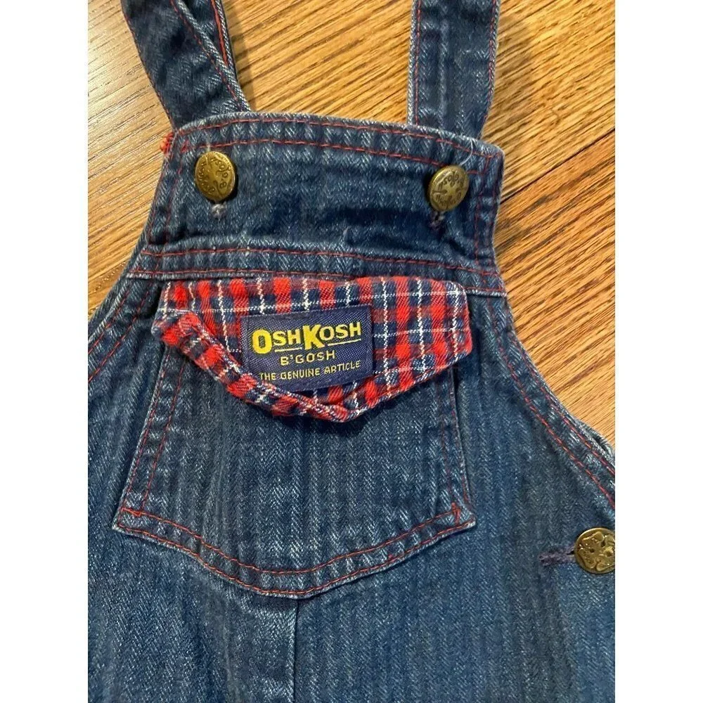 OshKosh B'gosh | Vintage Overalls Red Plaid Denim Union Tag Sz‎ 24M